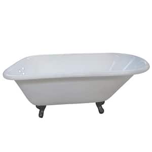 66 in. Cast Iron Oil Rubbed Bronze Classic Roll Top Clawfoot Bathtub with 3-3/8 in. Centers in White
