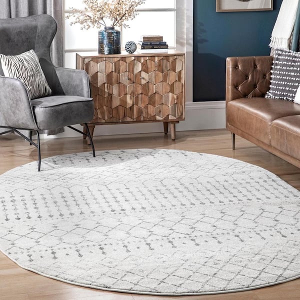 Blythe Modern Moroccan Trellis 5 ft. x 8 ft. Gray Oval Rug