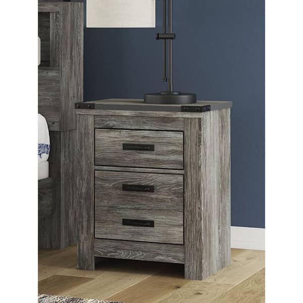 Frandern Gray 2 Drawer 25 in. W Nightstand