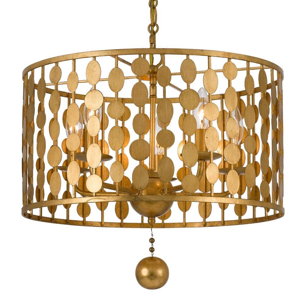 Crystorama Layla 5 Light Antique Gold Chandelier 545 Ga The Home Depot