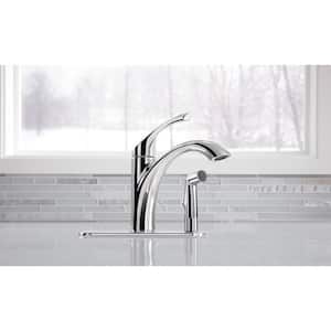 Mistos Standard Single-Handle Pull-Out Sprayer Kitchen Faucet in Polished Chrome With Side Sprayer