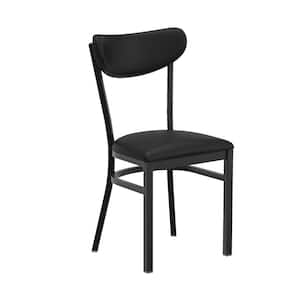 Wright Black Back Vinyl Seat Dining Chair with 500 lb. Capacity Black Steel Frame