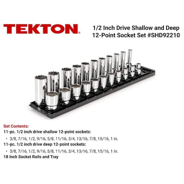 1/2 in. Drive 12-Point Socket Set with Rails (3/8 in.-1 in.) (22-Piece)