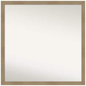 Woodgrain Stripe Mocha 28 in. x 28 in. Non-Beveled Casual Square Wood Framed Wall Mirror in Brown