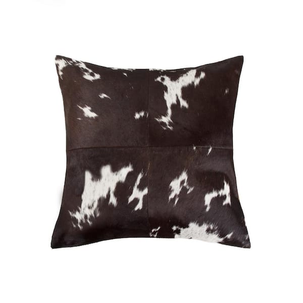 natural Torino Quattro Cowhide Chocolate & White Animal Print 18 in. x 18 in. Throw Pillow