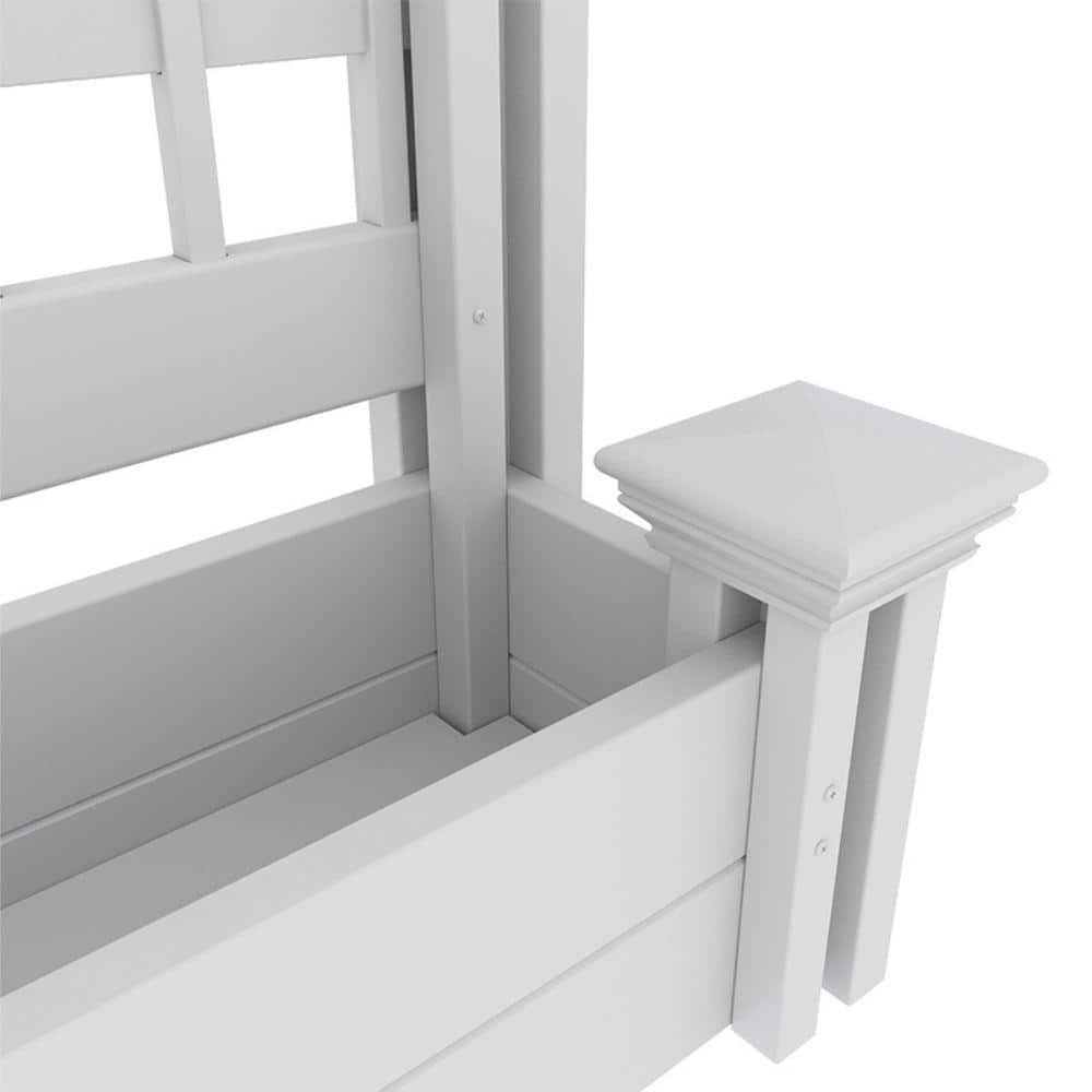 White Vinyl Freestanding Lattice Screen with Planter Box