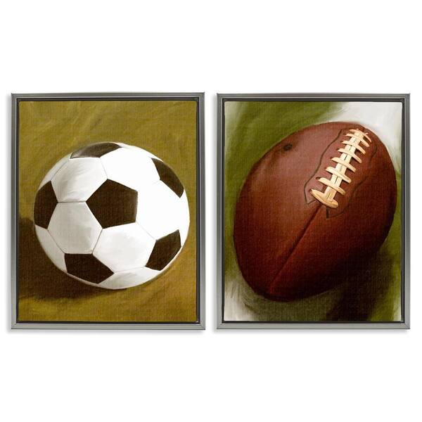 Soccer & Football Traditional by Regina Moore 2 Pieces Gray Floater Frame Sports Graphic Art Print 31 in. x 25 in.