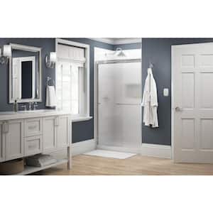 Traditional 48 in. x 70 in. Semi-Frameless Sliding Shower Door in Chrome with 1/4 in. Tempered Rain Glass