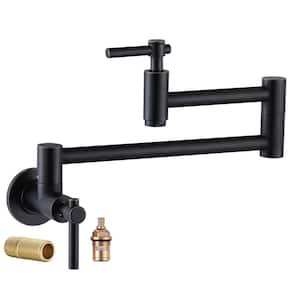 Wall Mounted Pot Filler with Double Handles in Oil Rubbed Bronze