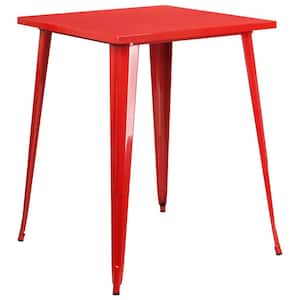 Red Square Metal Outdoor Bistro Table