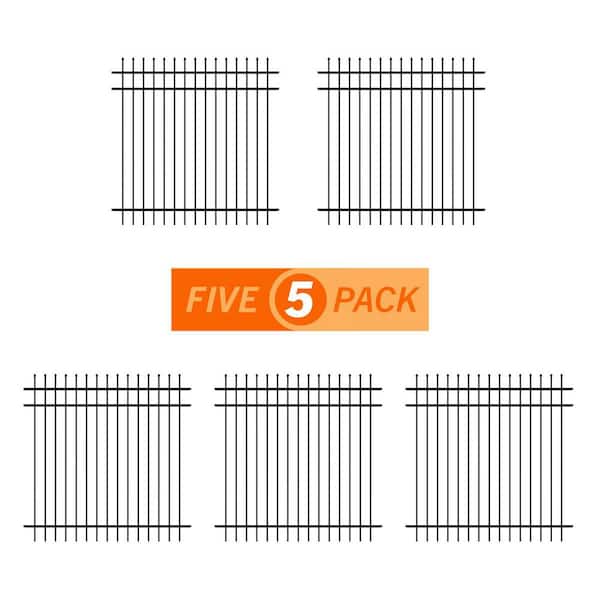 6 ft. H x 6 ft. W Osprey Black Aluminum Fence Panel (5-Pack)