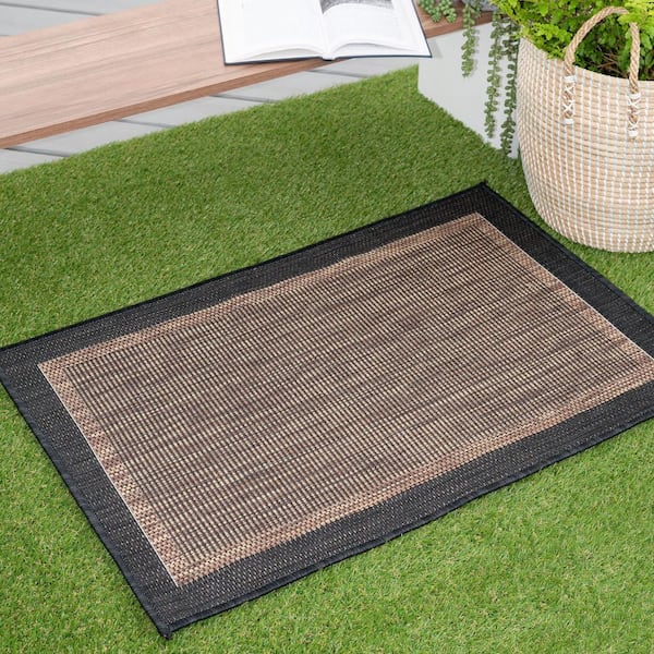Eco Solid Border Gold 2 ft. x 3 ft. Indoor/Outdoor Area Rug