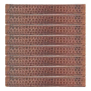 1 in. x 8 in. Hammered Copper Decorative Wall Tile in Oil Rubbed Bronze (8-Pack)