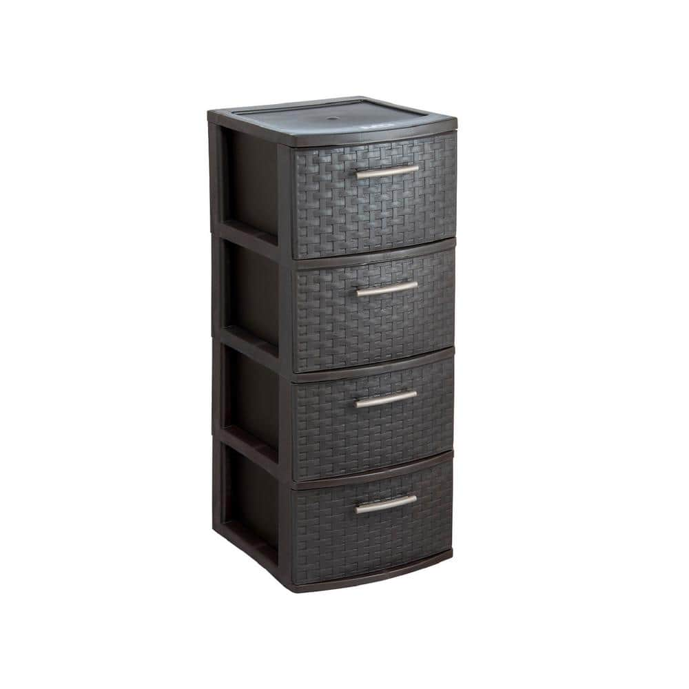 Honey-Can-Do Small Storage Cabinet with Wood Frame & Woven Fabric Drawers - Espresso