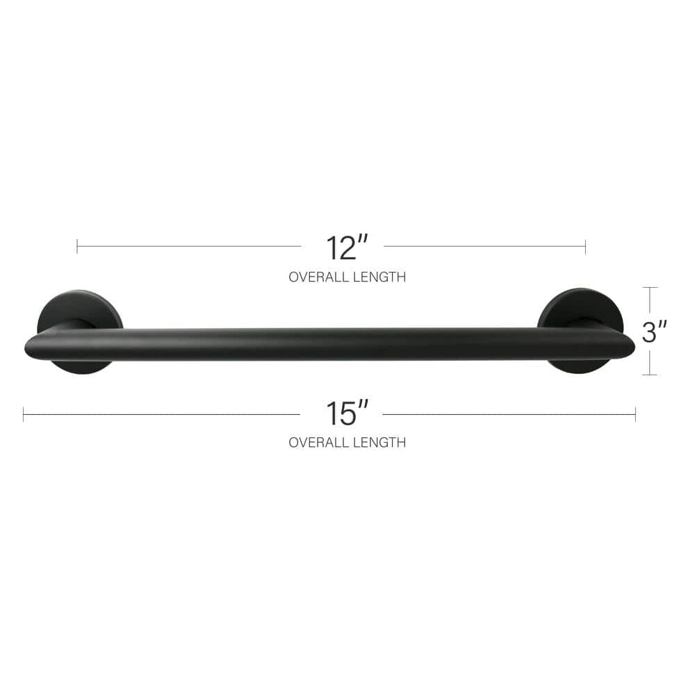 12'' Matte Black Stainless Steel Wall Mounted Grab Bar