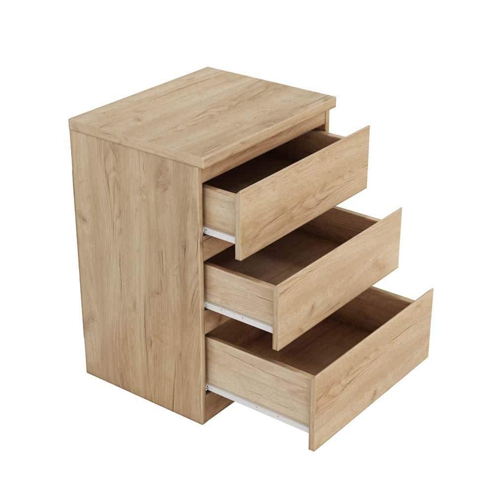 Natural 3 Drawers 19.7 in. W Nightstand Beside Table with Drawers Handle Free Design Thickened Top Plate for Bedroom price history on PriceWatchPro