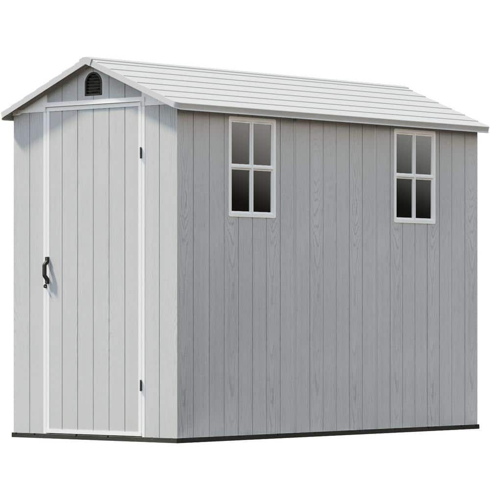 4 ft. W x 8 ft. D Plastic Outdoor Storage Shed with Floor, White (30.2 sq. ft.) price history on PriceWatchPro