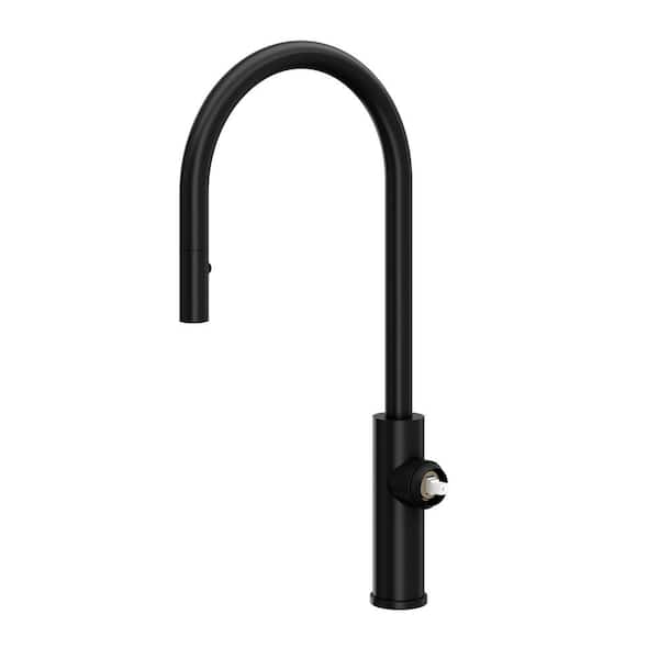 ROHL Eclissi Single Handle Pull Down Sprayer Kitchen Faucet in Matte Black
