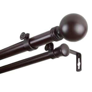 48 in. - 84 in. Double Curtain Rod in Mahogany