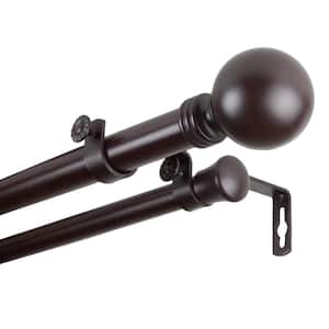 120 in. - 170 in. Double Curtain Rod in Mahogany with Finial