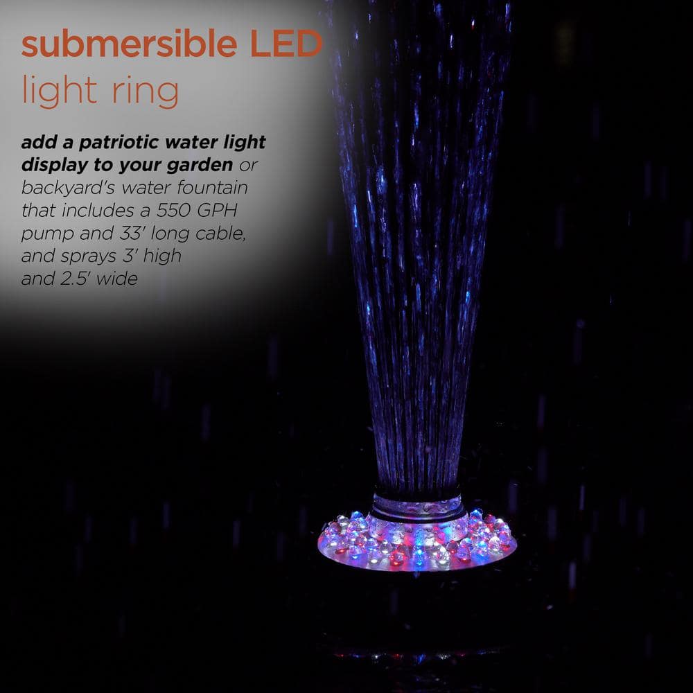 Black Floating Spray Fountain with LED Lights and Pump