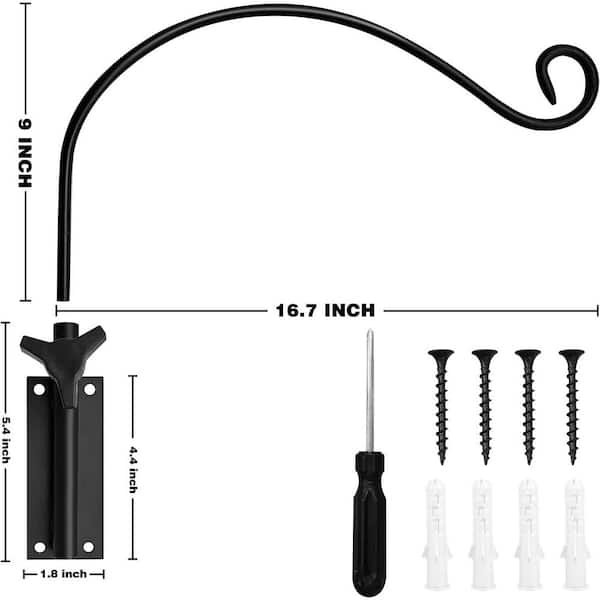 Cubilan 16.7 in. Iron Plant Hanger with Screwdriver, Adjustable Height, Plant  Hook Outdoor, Black (2-Pack) B089GHBL43 - The Home Depot