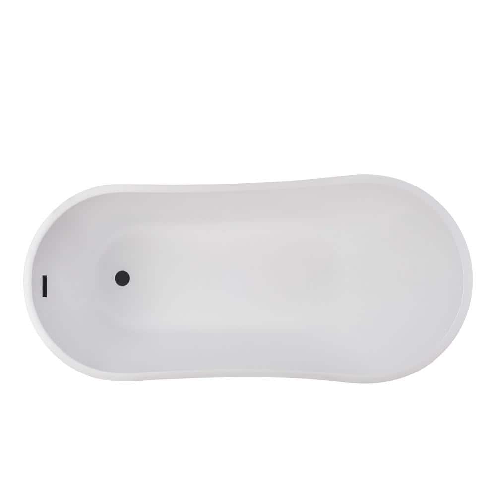 White Acrylic Freestanding Soaking Bathtub with Matte Black Trim