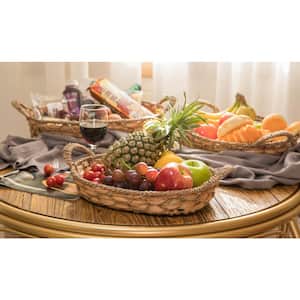 Seagrass Fruit Bread Basket Tray with Handles (Set of 3)
