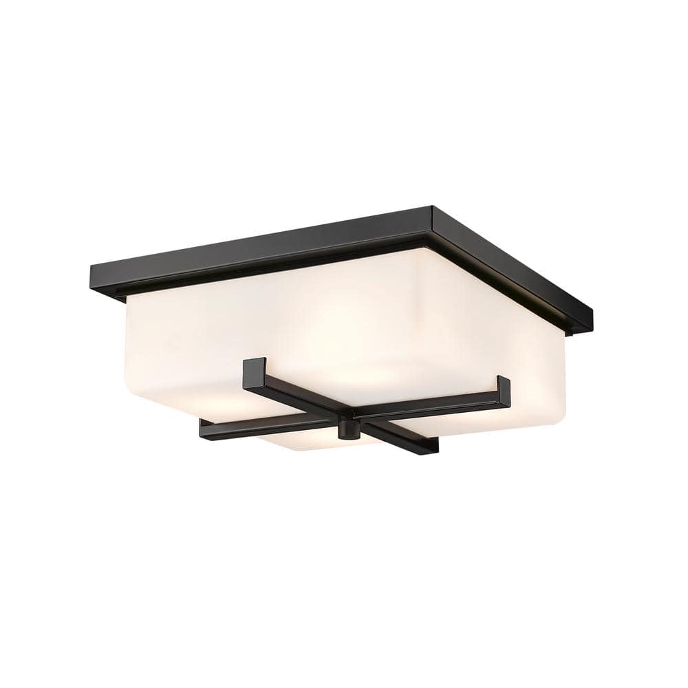 Sana 4-Light Black Outdoor Flush Mount with White Opal Glass Shade