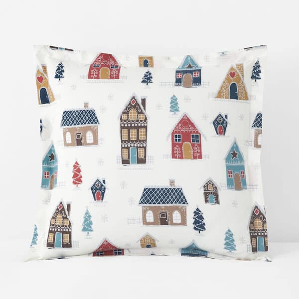 Company Cotton Gingerbread Houses White Multi Cotton Percale Sham