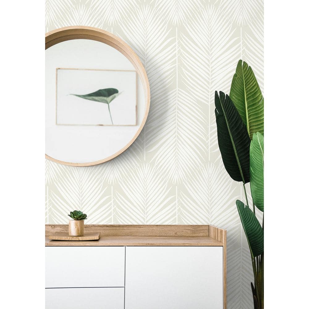 Sea Salt Palm Silhouette Vinyl Peel and Stick Wallpaper Roll