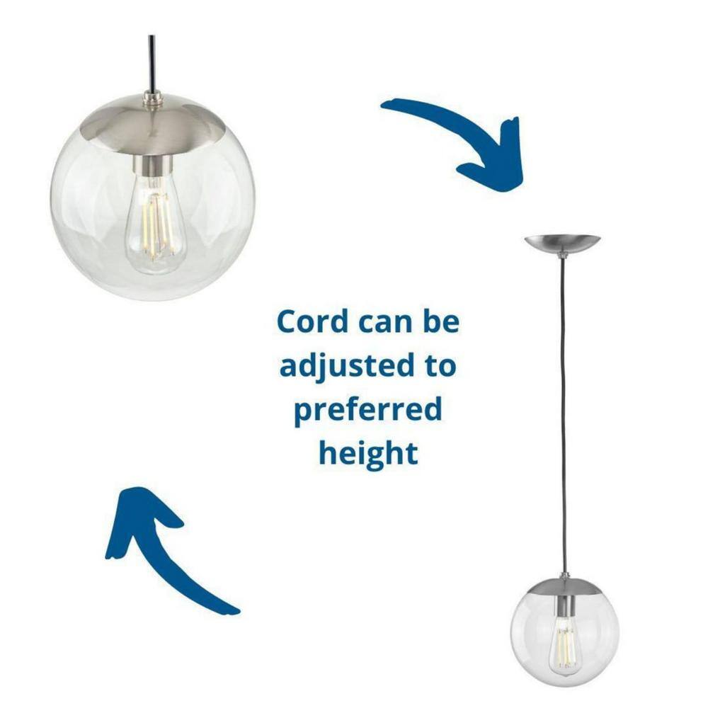 Atwell 8'' Brushed Nickel Glass Globe Pendant Light