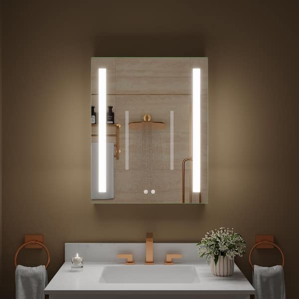 ANGELES HOME 24.01 in. W x 30 in. H Rectangular Recessed Surface Mount Bathroom Medicine Cabinet with Mirror, Right Open