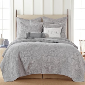 Perla Grey 2-Piece Paisley Quilting Cotton Twin/Twin XL Quilt Set