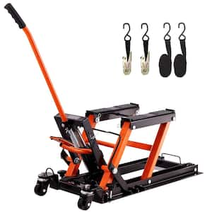 Hydraulic Motorcycle Lift Jack 1500LBS. ATV Scissor Lift Jack with 4 Wheels Foot-Operated Hoist Stand for Motorcycle ATV