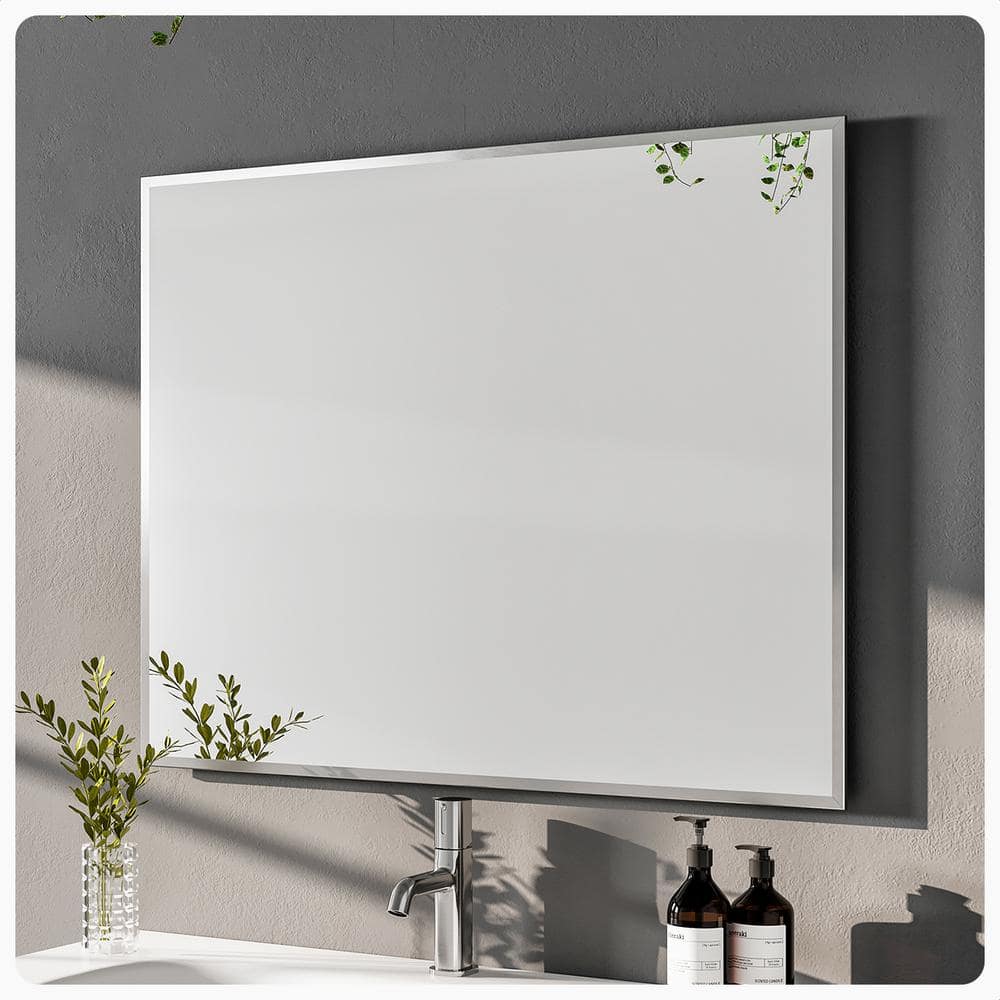 Modern Chrome Brushed 24"x30" Rectangular Bathroom Vanity Mirror
