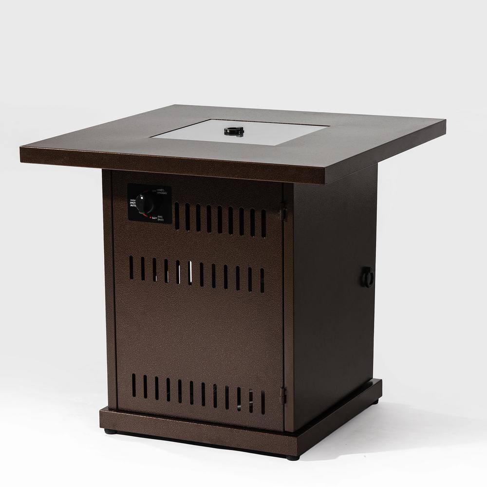 28 in. sq. Fire Pit Table Propane 40,000 BTU Outdoor Fireplace with Stainle