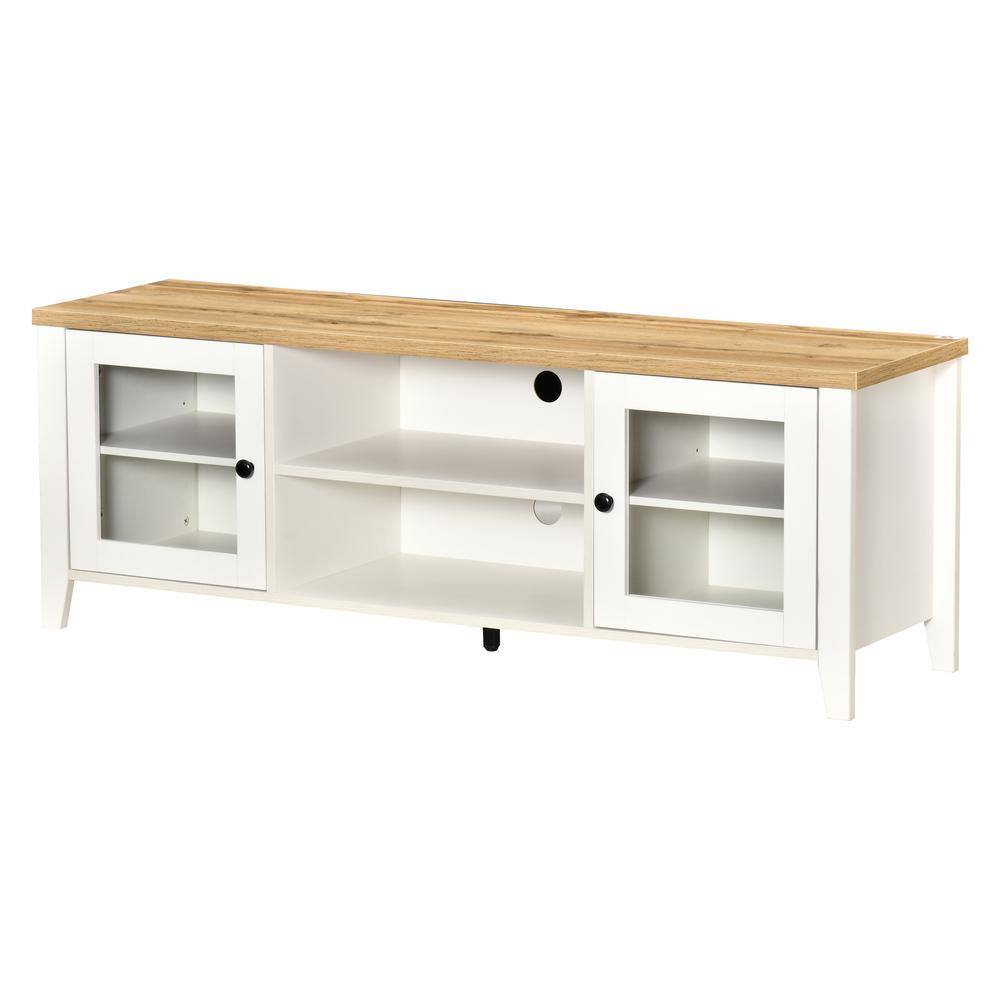 Modern White Entertainment Center with Spacious Storage