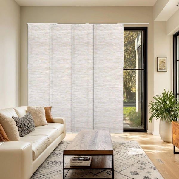 Meshed Olive Adjustable Sliding Single Rail Track with with 23 in. Slats, Extendable 46 in. up to 86 in. W x 96 in. L