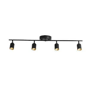 Shura 4-Light Black Integrated LED Track Light with Rotatable Heads, 3 ft. Fixed Track Lighting Kit, 3000k, 2240 Lumens