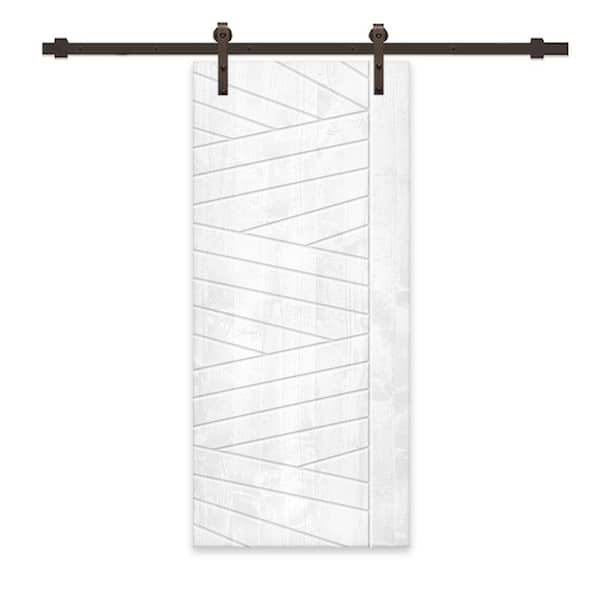 CALHOME 24 in. x 80 in. Natural Pine Wood Unfinished Interior Sliding Barn Door with Hardware Kit