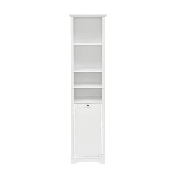 15.75 in. W x 13.75 in. D x 63.75 in. H White MDF Freestanding Linen Cabinet with Adjustable Shelves