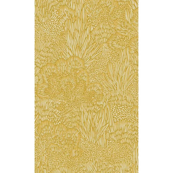 Walls Republic Citron Embossed Leaves and Trees Tropical Print Non-Woven Non-Pasted Textured Wallpaper 57 sq. ft.