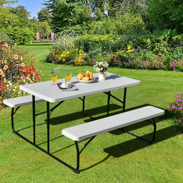 Plastic table 2024 and bench set