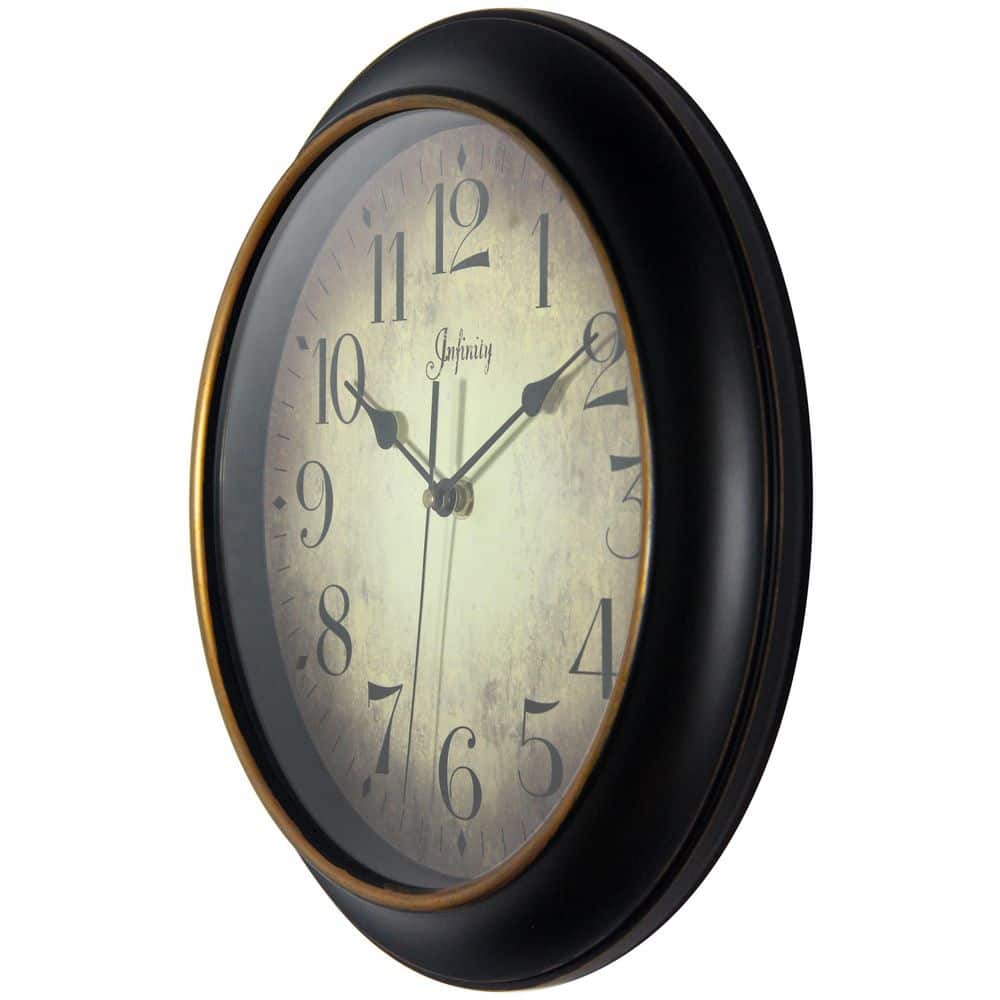 Hanover 12" Black and Rose Gold Traditional Wall Clock
