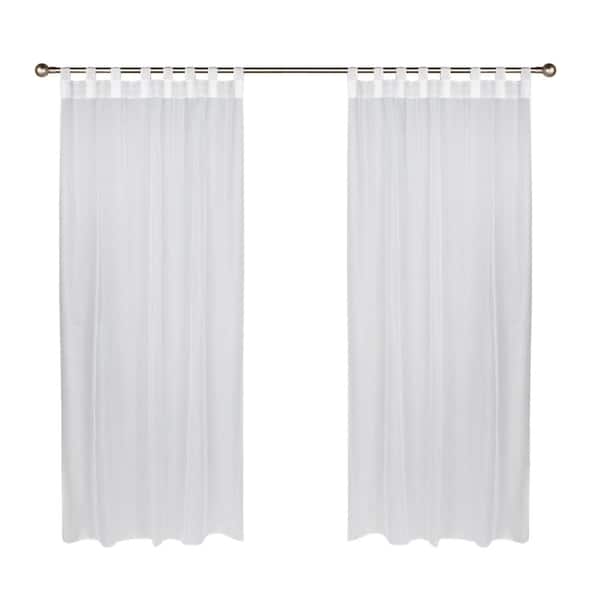 Escape Hook and Loop White Polyester Voile 54 in. W x 96 in. L Hook and Loop Outdoor Sheer Curtain (Single Panel)