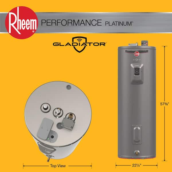 Rheem Gladiator 55 gal. Tall 12 Year 5500/5500-Watt Smart Electric Water  Heater with Leak Detection and Auto Shutoff XE55T12CS55U0 - The Home Depot