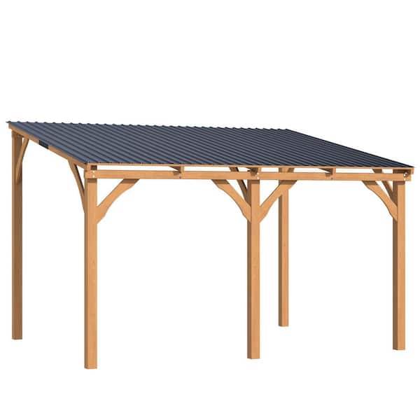 12 ft. x 10 ft. Outdoor Wood Gazebo for Patio, Outdoor Lean to Hardtop Cedar Pergolas and Gazebos Clearance