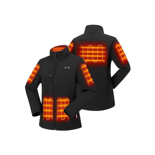 Women's Small Black 7.38-Volt Lithium-Ion Dual Control Softshell Heated Jacket with (1) 5Ah Battery