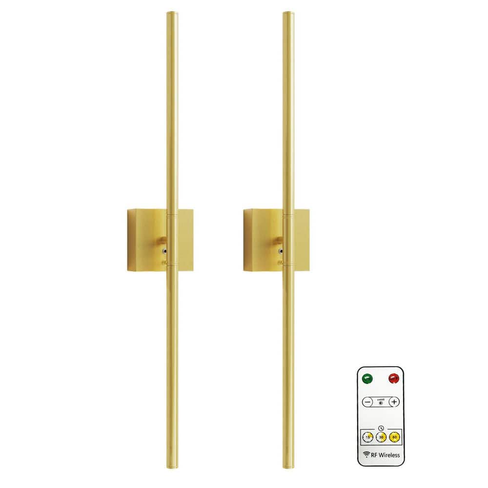 2-Pack 2-Light Gold Dimmable Timing LED USB Charging Wall Sconce with Remote Control, Wireless Installation for Hallway price history on PriceWatchPro
